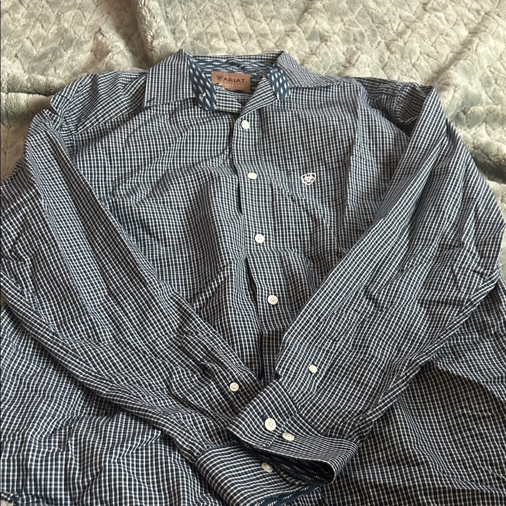 Ariat Blue and White Plaid Casual Shirt